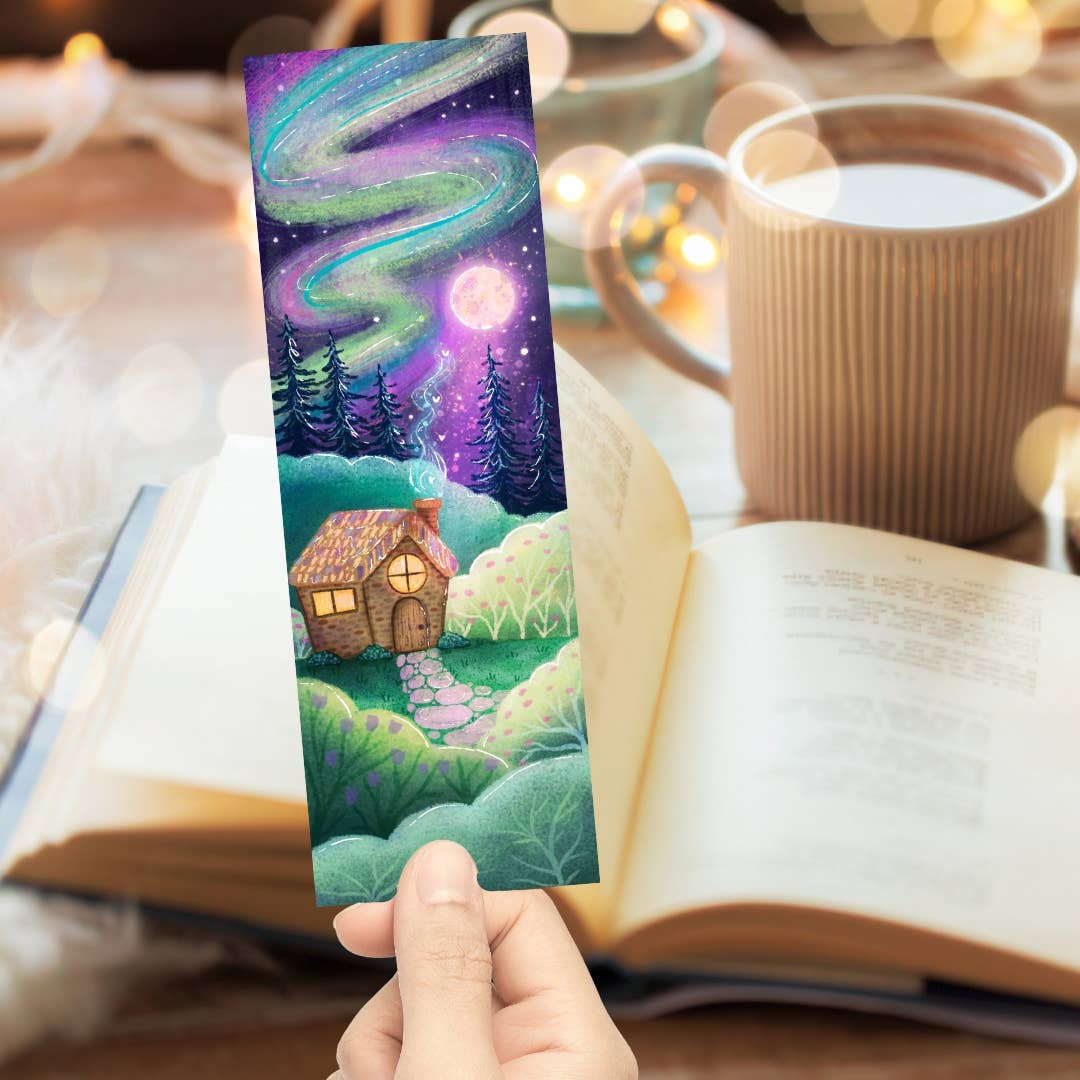 Northern Lights Bookmark | Laminated + Optional Tassel