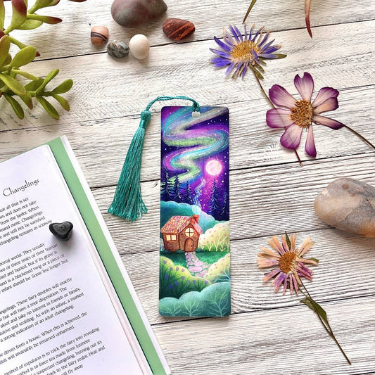 Northern Lights Bookmark | Laminated + Optional Tassel