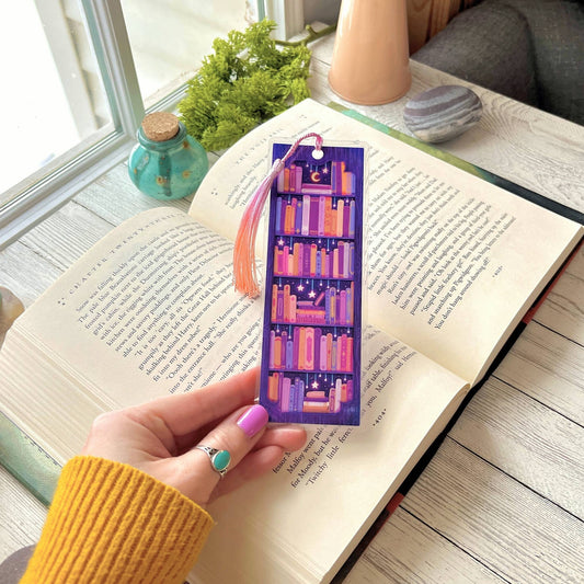 Dreamy Bookshelf Bookmark | Laminated + Optional Tassel